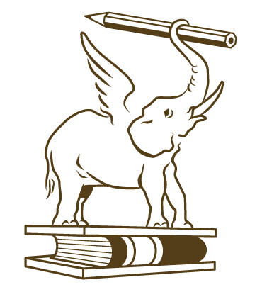 Könyvműves elefántos logó